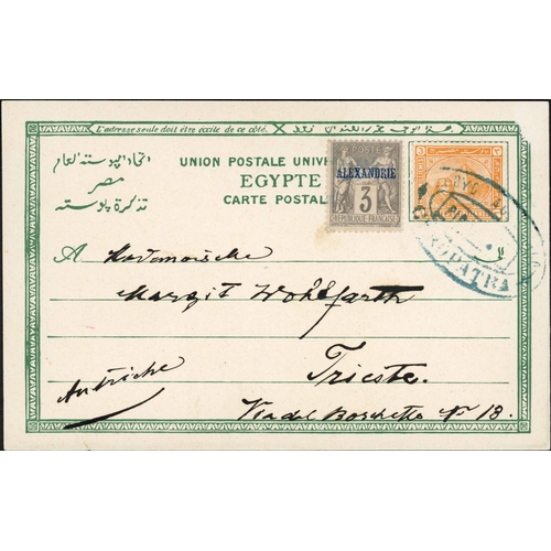 313 - EGYPT: 1890-1925 collection with an Egypt connection inc. 1890 uprated 5m Egypt P.Stat. env. to Swed... 