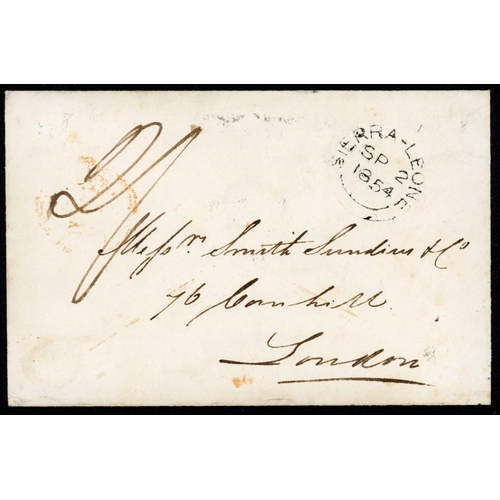 323 - SIERRA LEONE TO LONDON VIA PLYMOUTH: Sept. 1854 env. carried by the SS Candace from Sierra Leone to ... 