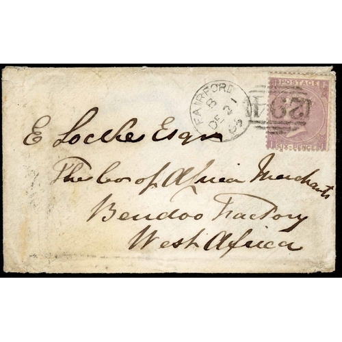 329 - GLOUCESTERSHIRE TO SIERRA LEONE: Pair inc. Nov. 1866 env. (minor faults) Fairford Glos. to Freetown ... 