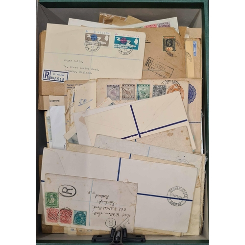 33 - WORLD ACCUMULATION OF MAINLY COMMERCIAL REGISTERED MAIL: A box file full of mainly commercial (few F... 