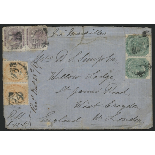 336 - ABYSSINIA FIELD FORCE - EARLY COVER FROM REGIMENT EN ROUTE AT ADEN WITH 3-COLOUR INDIA FRANKING: 6 D... 