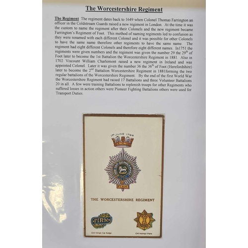 339 - WORCESTERSHIRE REGIMENT: Collection of mostly real photo type PPCs presented on display pages, depic... 