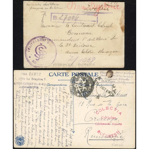 344 - BALKANS, BALTIC AREA, ETC.: Group of items c.1918-20 inc. PCs to French missions at Helsinki, Prague... 