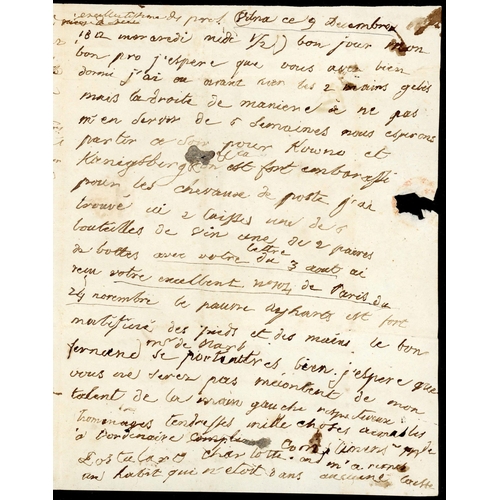 380 - THE RETREAT - FRENCH OFFICER'S LETTER SENT WHILE SUFFERING FROSTBITE DURING THE MARCH FROM 