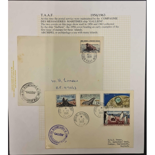 431 - ANTARCTIC COLLECTION OF COVERS & STAMPS: Neatly written-up with strength in France inc. 1955 Madagas... 