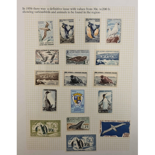 431 - ANTARCTIC COLLECTION OF COVERS & STAMPS: Neatly written-up with strength in France inc. 1955 Madagas... 