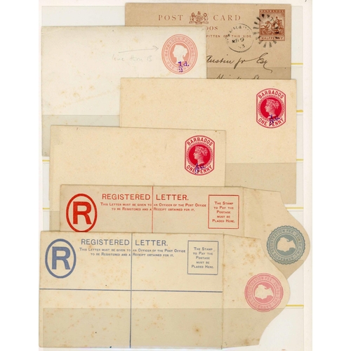 458 - EARLY POSTAL STATIONERY COLLECTION: Range of mostly unused (just 1 used) QV cards, envs., wrappers, ... 