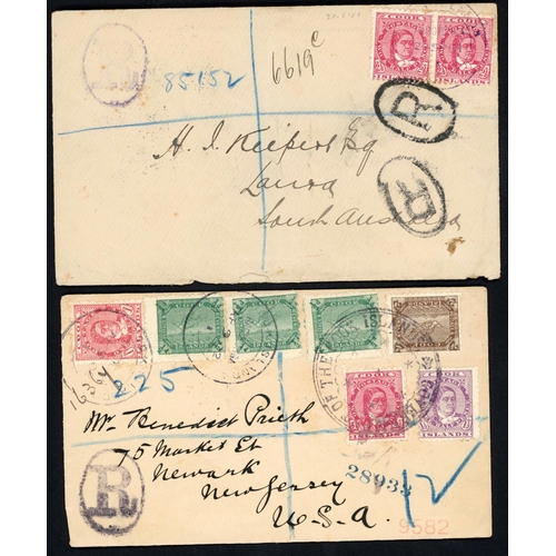 508 - 1901-02 REGISTERED COVER GROUP inc. Torea set of 4 to Fiji, pair of 2½d to Laura, South Australia, m... 