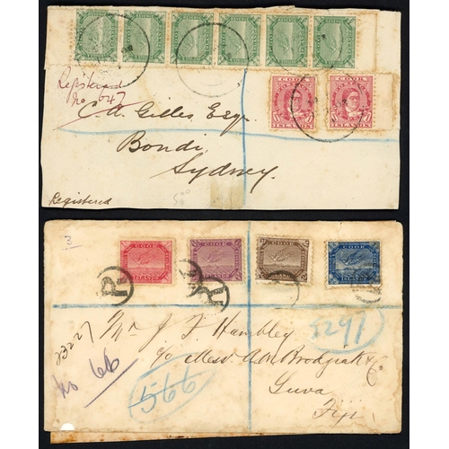 508 - 1901-02 REGISTERED COVER GROUP inc. Torea set of 4 to Fiji, pair of 2½d to Laura, South Australia, m... 