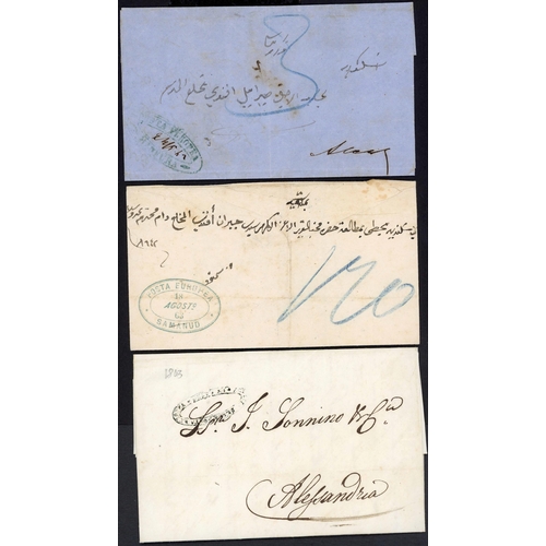 522 - EGYPT - POSTA EUROPEA: Five c.1840/63 covers  written-up on leaves each with a Posta Europea cachet ... 