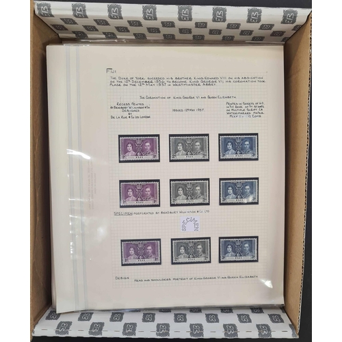 544 - KGVI SPECIALISED STUDY: Two box files housing a  mint collection on display leaves. Incs. printing &... 