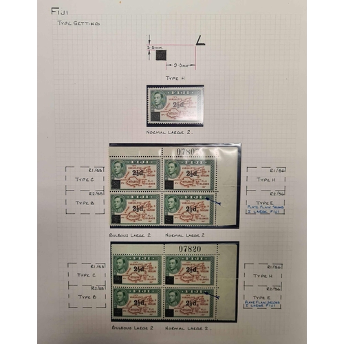 549 - SPECIALIST STUDY OF 1941 2½d ON 2d BROWN & GREEN: Box file holding a qty of display sheets exploring... 