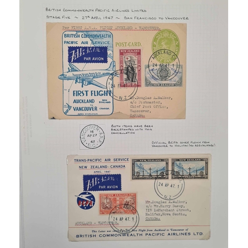 552 - KGVI & WWII PERIOD TRANS PACIFIC AIR MAIL COLLECTION: Box file housing a fine collection of Air Mail... 