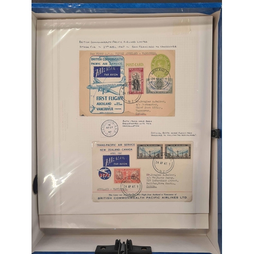 552 - KGVI & WWII PERIOD TRANS PACIFIC AIR MAIL COLLECTION: Box file housing a fine collection of Air Mail... 