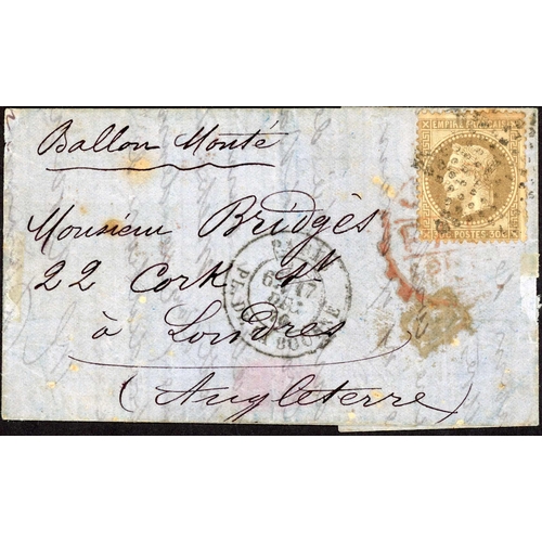 573 - BALLON MONTE - LE DAVY (45): Flimsy one-sheet letter (tone spots, edge chip) addressed to London wit... 