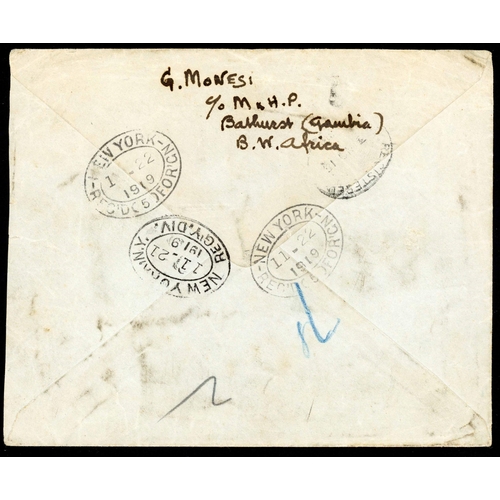 586 - REGISTERED COVER TO COSTA RICA: 1919 env. registered to Costa Rica franked 5d orange & purple (SG 93... 