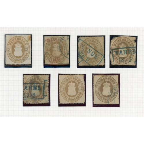 590 - OLDENBURG: Used and unused collection on album leaves. Includes a range of 1852-59 thaler values (8)... 