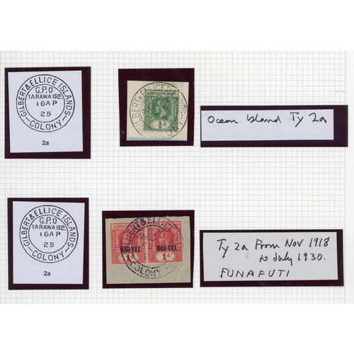 612 - ** TYPES 2a, 4, 4a, 7, 9, 10, 11 & 11a CDS's ON PIECE: 1919-39 set of fine postmarks on KGV or KGVI ... 