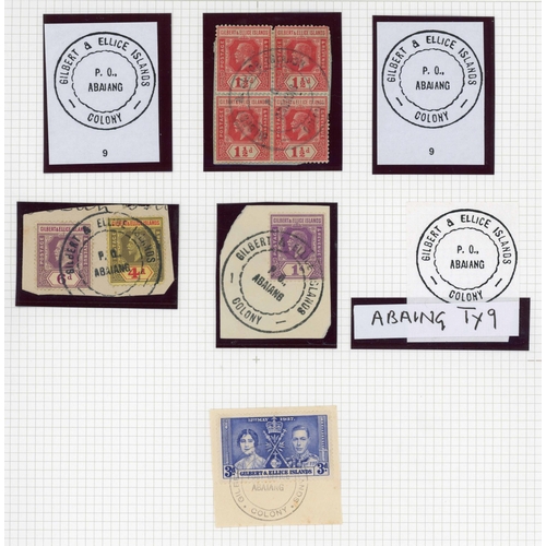 612 - ** TYPES 2a, 4, 4a, 7, 9, 10, 11 & 11a CDS's ON PIECE: 1919-39 set of fine postmarks on KGV or KGVI ... 