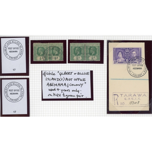 613 - ** TYPES 16, 17, 20 CDS's ON PIECE: 1930s set of fine postmarks on KGV or KGVI stamps on stamp/piece... 