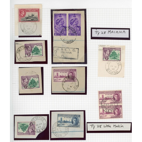 614 - ** TYPES 23, 26, 28 & 35 CDS's ON PIECE: 1930s-50s set of fine postmarks on KGV or KGVI stamps on st... 