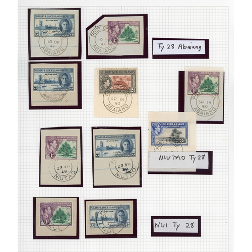 614 - ** TYPES 23, 26, 28 & 35 CDS's ON PIECE: 1930s-50s set of fine postmarks on KGV or KGVI stamps on st... 