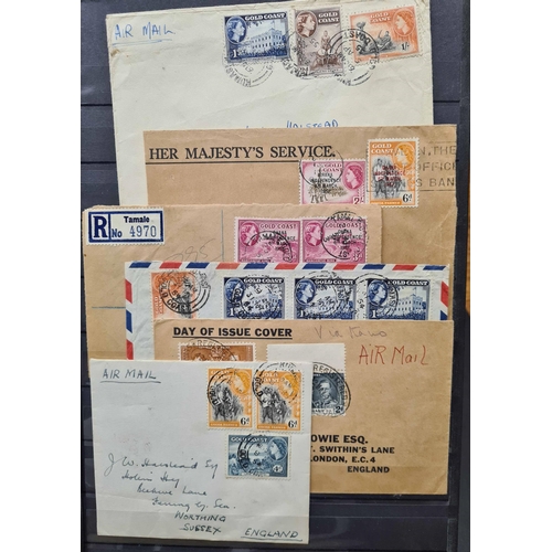 619 - QV-QEII POSTMARK COLLECTION: Large stock book with a collection of duplicated stamps & covers collec... 