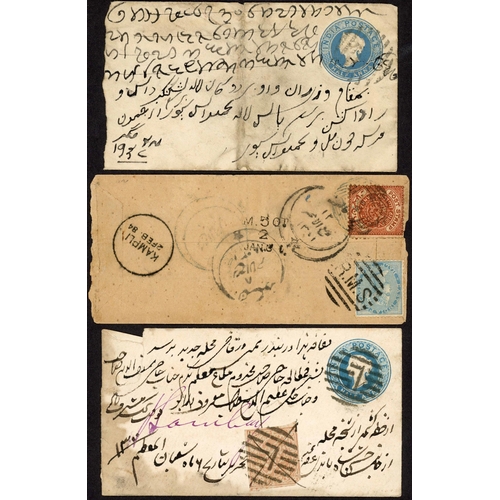 641 - INDIAN STATES QV-KGVI POSTAL HISTORY MIX: Group inc. 2 Feb. 1884 part-env. (back) franked 2x ½a, one... 