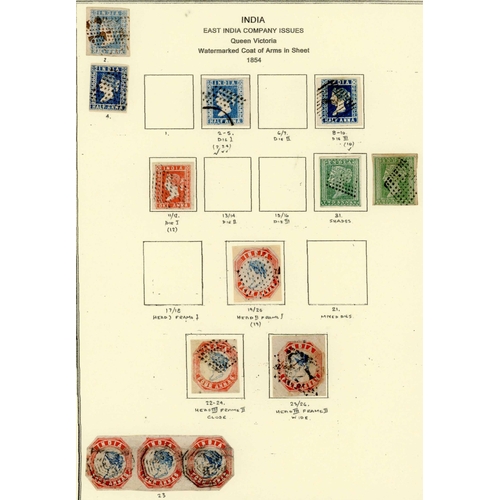 643 - 1854 IMPERFS. - USED RANGE: Old album page with a used collection inc. ½a blue x 4 (various shades/d... 