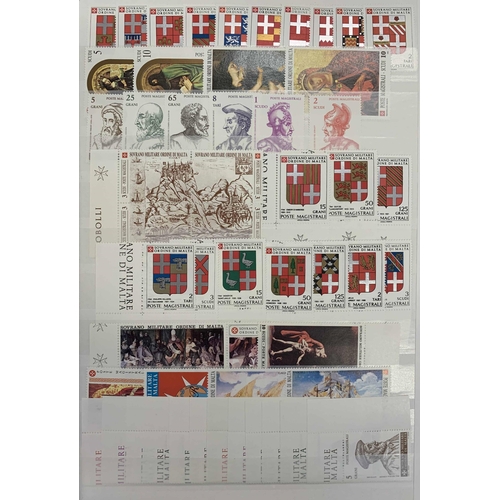 699 - SOVEREIGN MILITARY ORDER OF MALTA: Stock book & file of typed up display pages with a collection of ... 