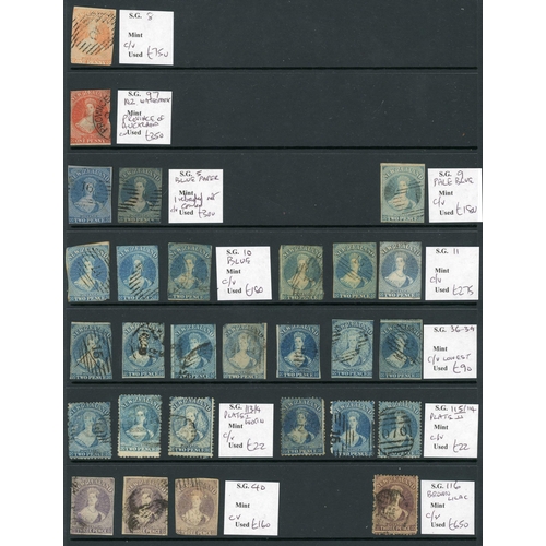 726 - CHALON HEADS USED COLLECTION ON STOCK SHEETS: Inc. 1d NZ wmk with part of 