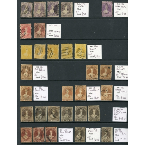 726 - CHALON HEADS USED COLLECTION ON STOCK SHEETS: Inc. 1d NZ wmk with part of 