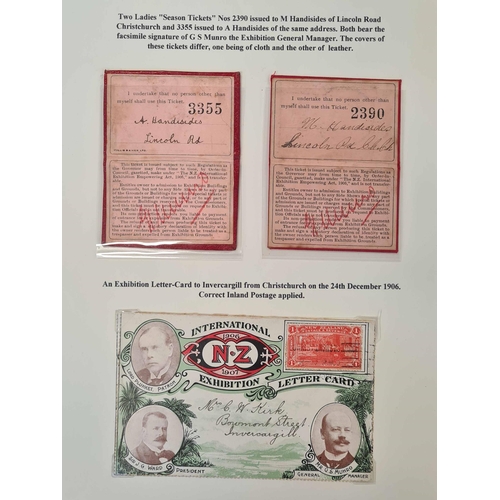 730 - 1906 CHRISTCHURCH EXHIBITION: Box of associated material with 37 postcards, 27 medallions, tickets, ... 