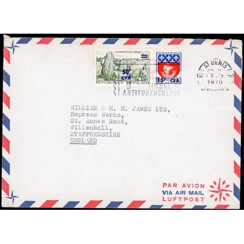 765 - REUNION - VILLAGE CANCELLATIONS on mainly commercial covers of the 1990s inc. cds and machine cancel... 