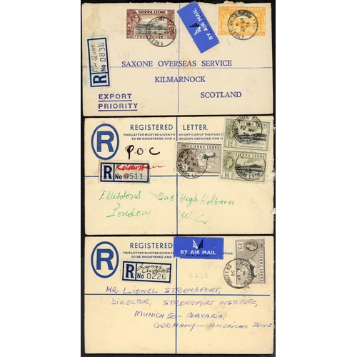 781 - **REGISTERED MAIL WITH KGVI & QEII FRANKINGS: 1945-61 set of mainly QEII 4d Registered Letter envs. ... 