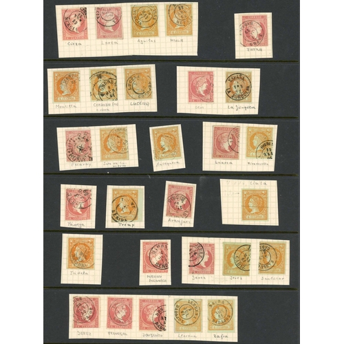 786 - POSTMARK COLLECTION: Selection of 1850s/60s cds's (all identified) and numbered 'cartwheel' type can... 