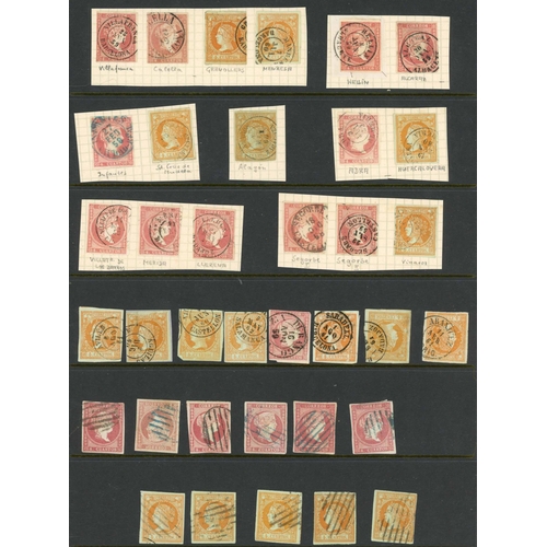 786 - POSTMARK COLLECTION: Selection of 1850s/60s cds's (all identified) and numbered 'cartwheel' type can... 