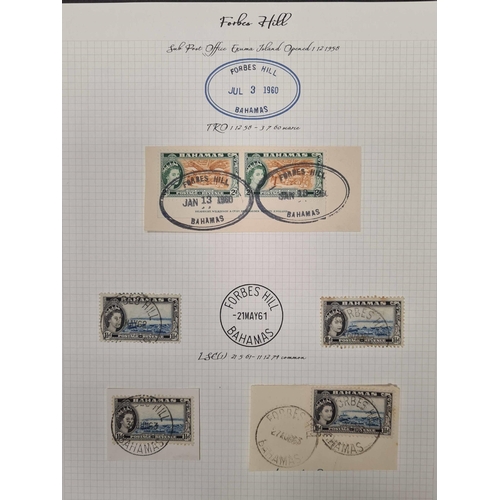 84 - ** THE VILLAGE POSTMARKS OF BAHAMAS A-M: A box file containing a well written-up collection on 116 a... 