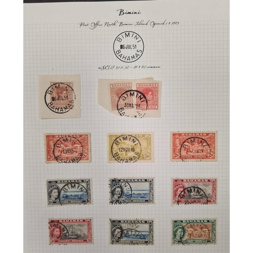 84 - ** THE VILLAGE POSTMARKS OF BAHAMAS A-M: A box file containing a well written-up collection on 116 a... 