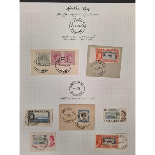 84 - ** THE VILLAGE POSTMARKS OF BAHAMAS A-M: A box file containing a well written-up collection on 116 a... 