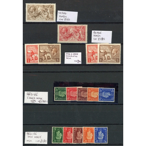 856 - SELECTION OF KEVII-KGVI MINT ISSUES: Stock cards displaying KEVII 2d, 3d, 6d, 9d (2 shades), 10d & 1... 