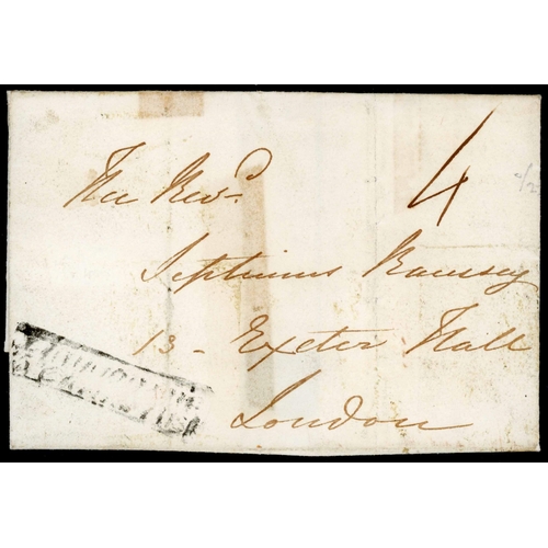 889 - RARE FIFTH CLAUSE POST: 18 Dec. 1839 E ex Laugharne to London charged ms 