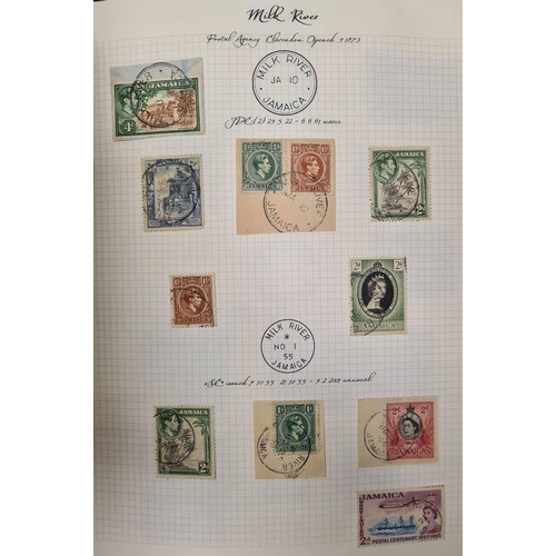 91 - ** THE VILLAGE POSTMARKS OF JAMAICA M-P: An album containing a well written-up collection on 127 alb... 