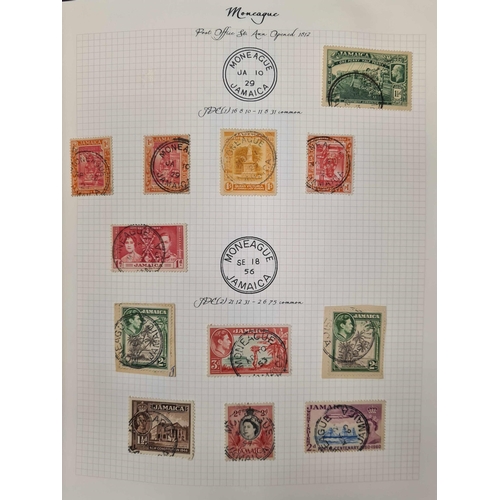 91 - ** THE VILLAGE POSTMARKS OF JAMAICA M-P: An album containing a well written-up collection on 127 alb... 