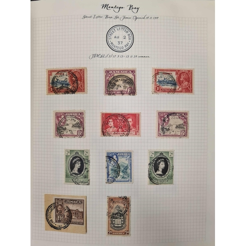 91 - ** THE VILLAGE POSTMARKS OF JAMAICA M-P: An album containing a well written-up collection on 127 alb... 