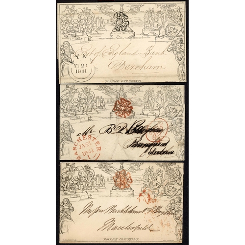 911 - 1d MULREADY LETTER SHEETS & ENVELOPE: 1840-1 trio with Dec. 1840 env. Stockport to Macclesfield Ster... 