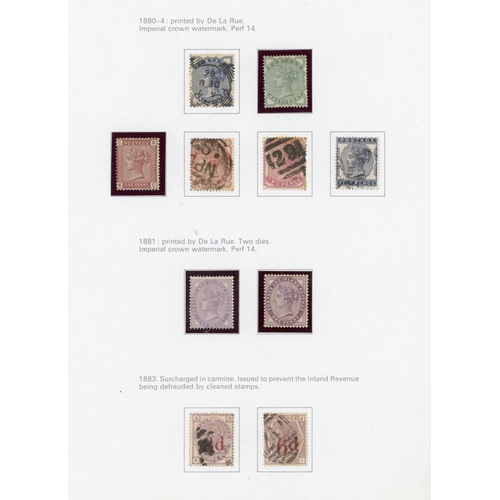 915 - MAINLY USED QV SURFACE-PRINTED COLLECTION, 1855-1887: A representative collection on printed album l... 