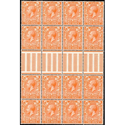 1189 - 1912-24 ISSUE: 1d orange Die 1, a mint (inc. 12 unmounted)  interpane block of sixteen (4 x 4) with ... 