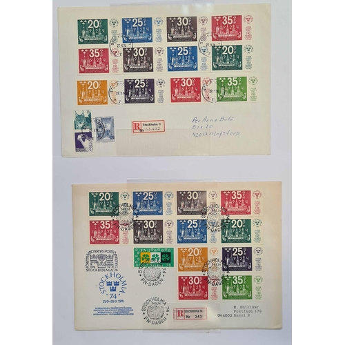 796 - 'STOCKHOLMIA 74': Box file housing a collection of stamps, booklets & covers (many special handstamp... 