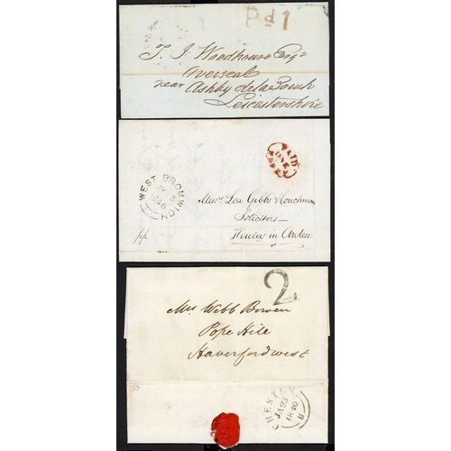 1379 - CHESHIRE & STAFFORDSHIRE U.P.P. HS: 1840-50 inc. 1846 EL Wednesbury local use with v.fine PAID / 1d ... 